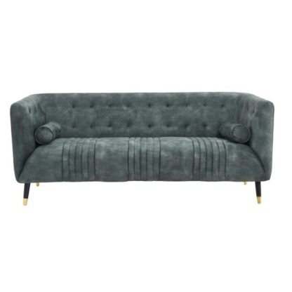 d110c05036caadbb1c3a4ac7aa15b91724f3dbc06af43df62bf84041a10a4b1d.jpg An Image of Aviona Velour Fabric 3 Seater Sofa In Green With Black Legs