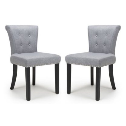 An Image of Sandringham Silver Grey Linen Effect Accent Chairs In Pair