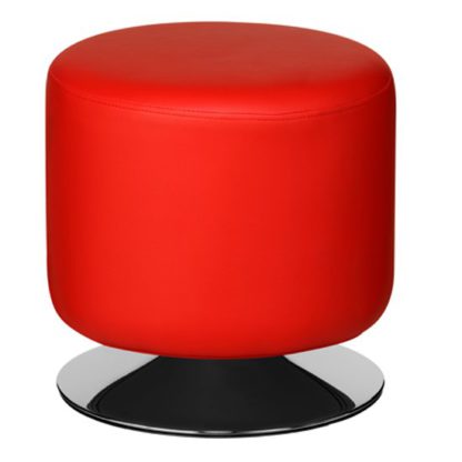 An Image of Ceko Faux Leather Cylinder Stool In Red