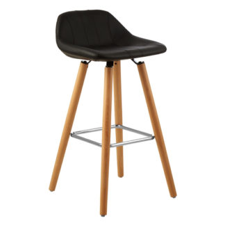 An Image of Porrima Faux Leather Bar Stool In Black