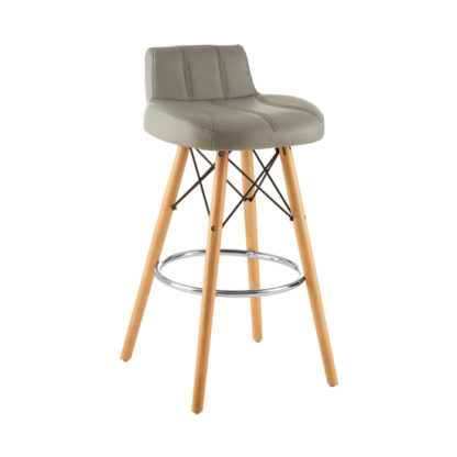 An Image of Porrima Faux Leather Effect Bar Stool In Grey