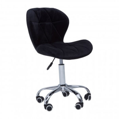 An Image of Sitoca Velvet Home And Office Chair In Black With Swivel Base