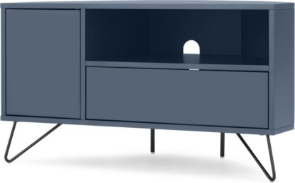 An Image of Elona Corner Media Unit, Slate Blue & Black