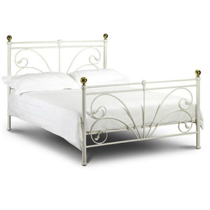 An Image of Candiz Metal Single Bed In Ivory Finish
