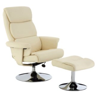 An Image of Tenova Faux Leather Recliner Chair With Footstool In White