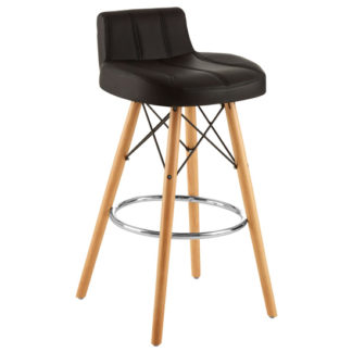 An Image of Porrima Faux Leather Effect Bar Stool In Black