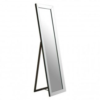 An Image of Zelman Floor Standing Cheval Mirror In Silver Frame