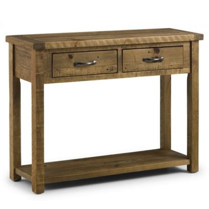 An Image of Alecia Wooden Console Table In Rough Sawn Pine With 2 Drawers