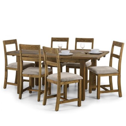 An Image of Alecia Extending Dining Table In Rough Sawn Pine With 6 Chairs