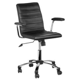An Image of Tenova Black Faux Leather Home And Office Chair With Arms