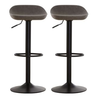 An Image of Kekoun Grey Faux Leather Bar Stools In Pair