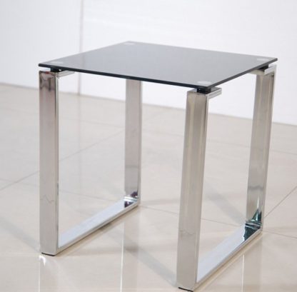 An Image of Zeus Side Lamp Table In Black Glass Top
