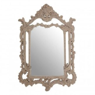 An Image of Vesey Wall Bedroom Mirror In Weathered Antique Grey Frame