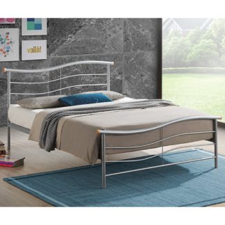 An Image of Waverley Modern Metal Double Bed In Silver