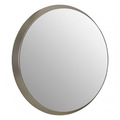 An Image of Athens Round Wall Bedroom Mirror In Silver Frame