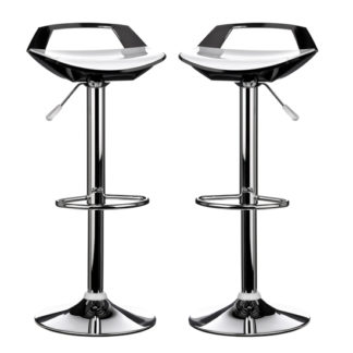 An Image of Ceko White And Black ABS Plastic Bar Stools In Pair