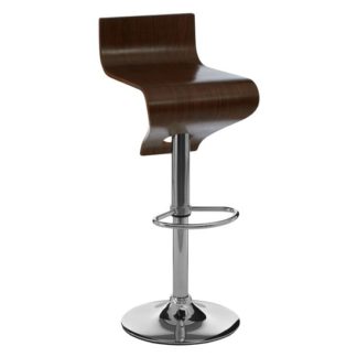 An Image of Savial Wooden Bar Stool In Walnut With Chrome Stand