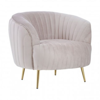 An Image of Florino Velvet Upholstered Armchair In Mink With Gold Legs