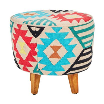 An Image of Cafenos Multi-Coloured Fabric Upholstered Footstool