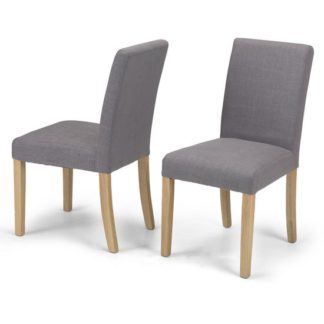 An Image of Exotic Grey Fabric Dining Chairs In A Pair With Natural Legs