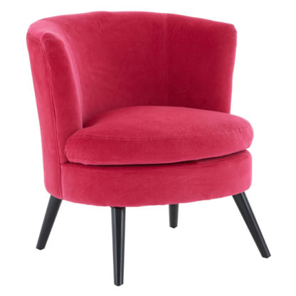 An Image of Vekota Round Plush Velvet Upholstered Armchair In Pink