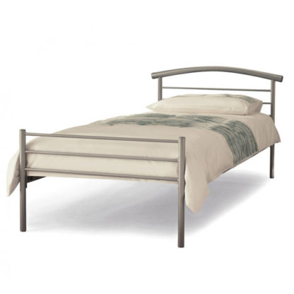 An Image of Brennington Metal Single Bed In Silver