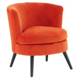 An Image of Vekota Round Plush Velvet Upholstered Armchair In Orange