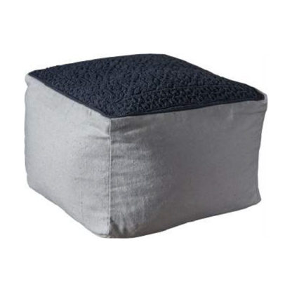 An Image of Franco Fabric Upholstered Square Pouffe In Charcoal