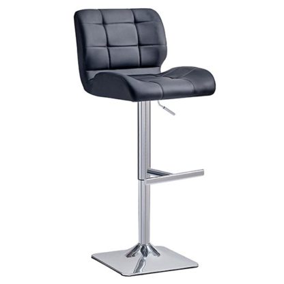 An Image of Candid Bar Stool In Black Faux Leather With Chrome Plated Base