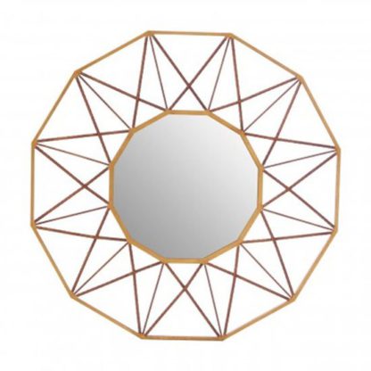 An Image of Zaria Geo Wall Bedroom Mirror In Antique Gold Frame