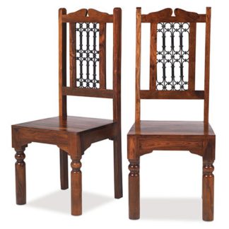 An Image of Zander Wooden High Back Dining Chairs In A Pair With Square Legs