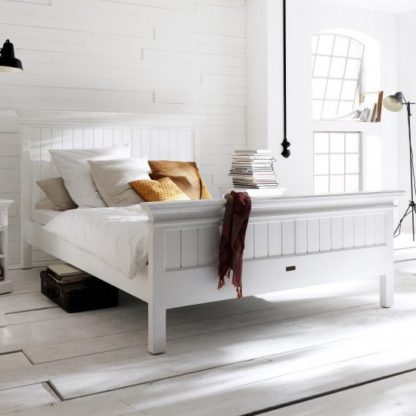 An Image of Allthorp Wooden Double Bed In Classic White