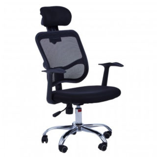 An Image of Wivon Home And Office Rolling Base Fabric Chair In Black