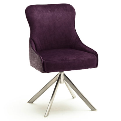 An Image of Hexo Fabric Dining Chair In Merlot And Brushed Oval Frame