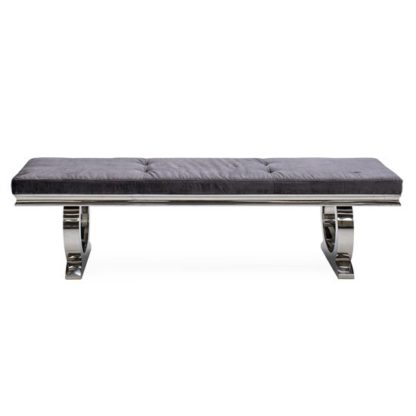 05704f00e31c2b0a292932029ed4558e138dfdd526e93c950db56c0454b3770b.jpg An Image of Kesley Velvet Upholstered Dining Bench In Charcoal