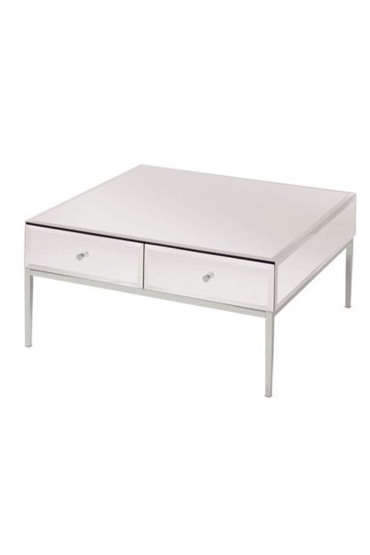 An Image of Stiletto White Glass and Chrome Coffee Table