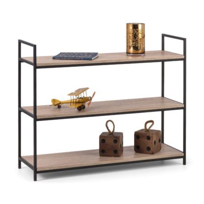 An Image of Tribeca Oak Wooden and Metal Low Bookcase