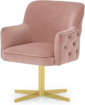 An Image of Upton Office Chair, Vintage Pink Velvet & Brass