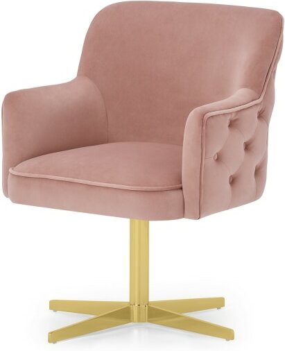 An Image of Upton Office Chair, Vintage Pink Velvet & Brass