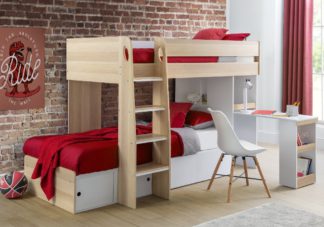 An Image of Eclipse Oak and White Wooden Storage Bed Bunk Frame - 3ft Single
