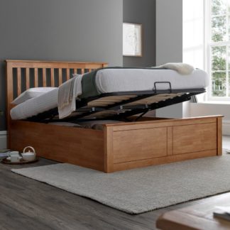 An Image of Malmo Oak Wooden Ottoman Bed Frame - 5ft King Size