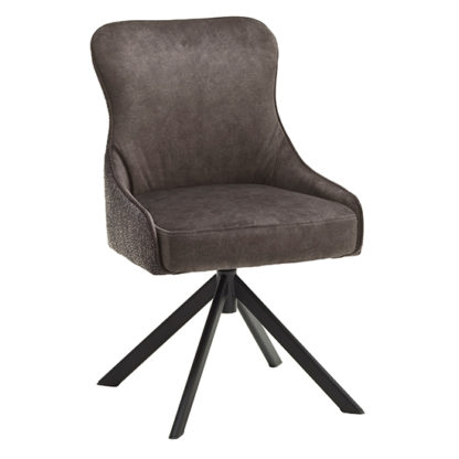 An Image of Hexo Fabric Dining Chair In Cappuccino And Black Oval Frame