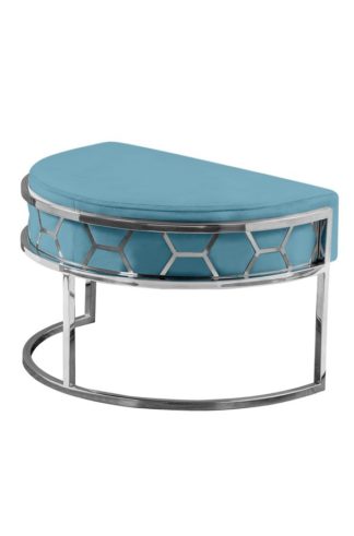 An Image of Alveare Footstool Silver - Teal