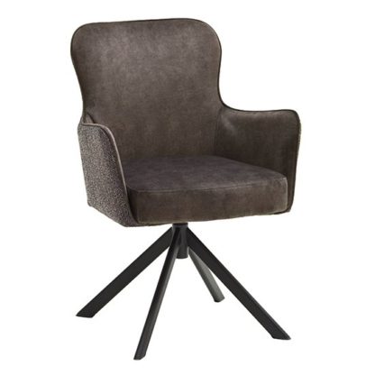 An Image of Hexo Cappuccino Fabric Dining Chair With Black Oval Frame