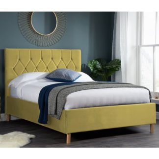 An Image of Loxley Fabric Upholstered King Size Ottoman Bed In Mustard
