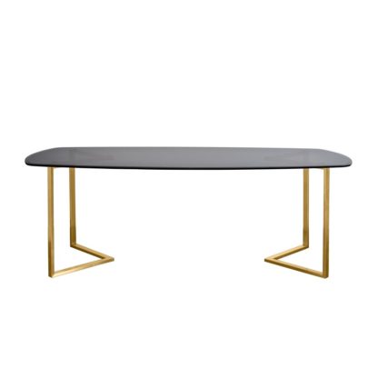 1e1da41401561f045c33f85bbcc289f3e748381b2acbeefaf8fca0133af24ad2.jpg An Image of Chevron Brass Dining Table