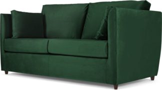 An Image of Milner Sofa Bed with Foam Mattress, Bottle Green Velvet