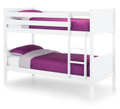 An Image of Bella White Wooden Bunk Bed Frame - 3ft Single