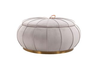 An Image of Pumpkin Storage Ottoman - Dove Grey - Brass Base