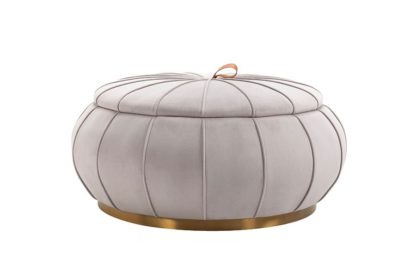 An Image of Pumpkin Storage Ottoman - Dove Grey - Brass Base